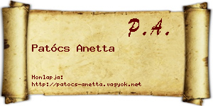 Patócs Anetta névjegykártya